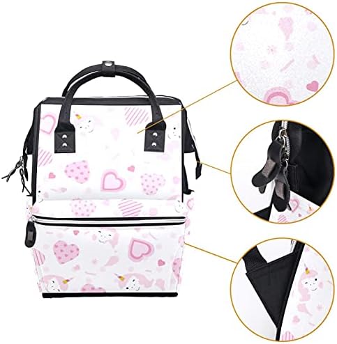 Bebek bezi çantası BackpackLarge Unisex çanta, çok amaçlı seyahat sırt çantası anneler babalar için sevimli pembe tek boynuzlu