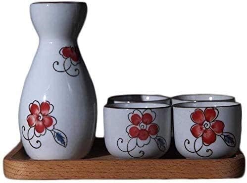 Japon Tarzı 5 Parçalı Sake Seti, Tepsili Şarap Kadehleri Seti, Benzersiz Sıraltı Boyama Tasarımı, Soğuk / Sıcak / Sıcak / Shochu