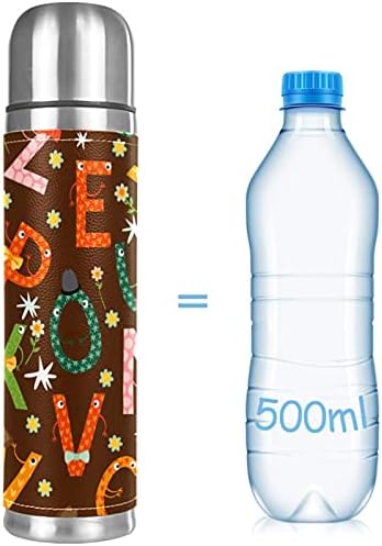 Lılıbeely 17 oz Vakum Yalıtımlı Paslanmaz Çelik Su Şişesi Spor Kahve Seyahat Kupa Flask Hakiki Deri Sarılmış BPA Ücretsiz, renkli