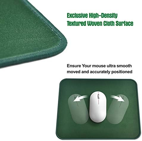 Bilgisayar Mouse Pad ile Dikişli Kenar, Prim Dokulu Küçük Fare Mat Yeşil, Kaymaz Siyah Kauçuk Taban Oyun Mouse pad için Laptop,