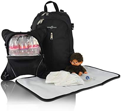 Rio bebek bezi sırt çantası Biberon Soğutucu ve değiştirme minderi, Omuz Bebek Çantası, Gıda Soğutucu, Klip Arabası (Siyah /