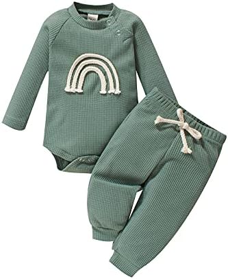 Bebek Erkek Kız Giysileri Yenidoğan Nervürlü Kıyafetler Bebek Unisex Pantolon Set Katı Pamuk Düğme Tops Güz Kış Eşofman