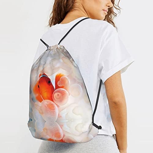 İpli sırt çantası sevimli balık dize çanta Sackpack Cinch çuval spor çanta spor salonu alışveriş Yoga için