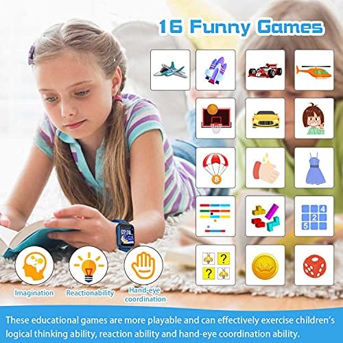 Çocuklar için akıllı Saat, 16 Oyun, Pedometre, Kamera, Video, Zamanlayıcı, Çocuklar akıllı Saat, Müzik, Hesap Makinesi, Takvim,
