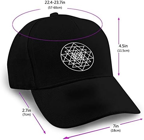 MRCLJA Sri Yantra Kutsal Geometri Erkekler & Kadınlar Kap Ayarlanabilir Grafik Kap Moda Baba Şapka
