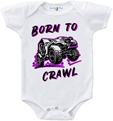 Emeklemek için doğmuş Off-road 4x4 Sevimli Bebek Bodysuit Bebek Romper Kısa Kollu
