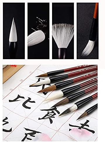 GXFJKHGHHG Çin Kaligrafi Fırçası Fırça kalemler Çin Kaligrafi Hediye Kutusu Fırça Seti 7 Adet Kanji Öğrenciler ve Yeni Başlayanlar