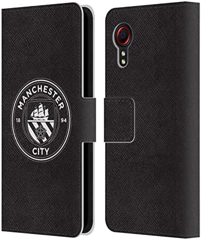 Kafa Kılıfı Tasarımları Resmi Lisanslı Manchester City Man City FC Siyah Beyaz Mono Rozet Deri Kitap Cüzdan Kılıf Kapak Samsung