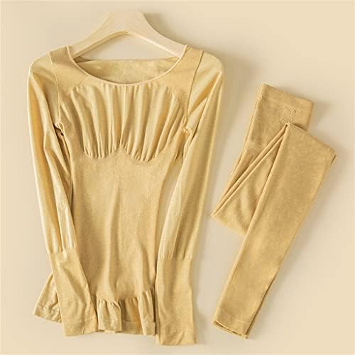 GELTDN Bayanlar Termal Iç Çamaşırı Sonbahar Kış Sıcak Pijama Set Ince Yüksek Elastik Uzun (Renk: Sarı, Boyutu: resimde gösterildiği