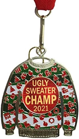 Etch Workz Ugly Christmas Sweater Medal Award - En Çirkin Kazak Yarışması için Madalya Ödülü Boyun Bandı Da Noel Ağacı Süsleme