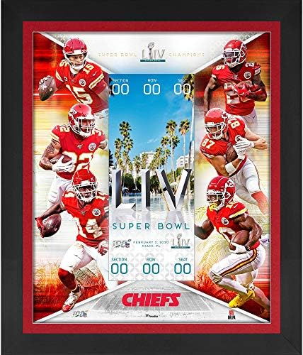 Kansas City Chiefs Çerçeveli 23 x 27 Super Bowl LIV Şampiyonları Yüzen Bilet Kolajı-NFL Takım Plaketleri ve Kolajları