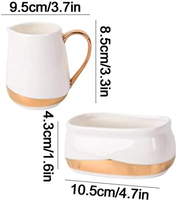 Kahve ve Çay için Zarif Porselen Şeker ve Krema Seti Saplı Çok Fonksiyonlu Krem Sürahi/Şeker Kavanozu/Küçük Süt Kupası Altın