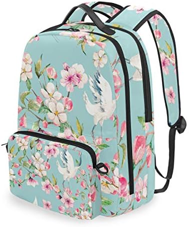 Sırt çantası Japon Vinç Hayvan Kiraz Çiçeği Ayrılabilir kolej çantası Seyahat Fermuar gizli sakli konusmalar Yürüyüş Omuz Crossbody