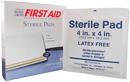 Beyaz Çapraz Steril Gazlı Bez Ped Yumuşak ve Emici 4 x4 4 Kutu (40 Ped), MS-40410