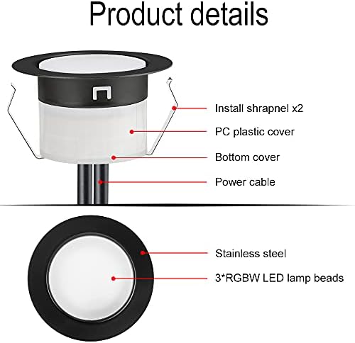 Alçak Gerilim RGBW Güverte ışıkları Kiti, FVTLED 6 adet Φ1. 22 Bluetooth Kontrol RGB & Sıcak Beyaz Gömme Adım In-zemin Aydınlatma