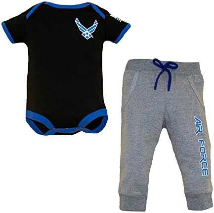 U. S. F. 2 adet Bebek Erkek Hava Kuvvetleri Bodysuit Pantolon Seti Mavi Gri