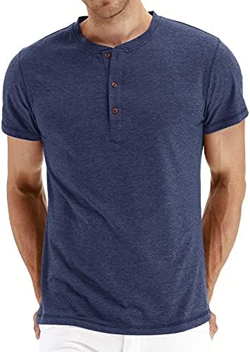 Erkekler için gömlek Kısa Kollu Yaz Casual Düğme Up O Boyun Düz Renk Vintage T Shirt Kısa Kollu