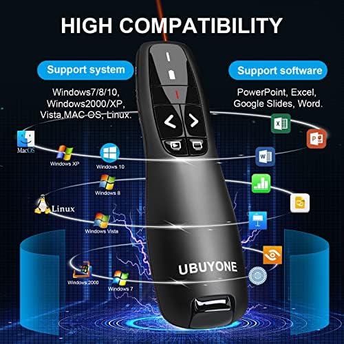 Sunum Clicker, RF 2.4 GHz USB Sunum Uzaktan Kumanda PowerPoint Sunum Clicker için Keynote/PPT/Mac/PC ile Sillicon Kılıf [Pil