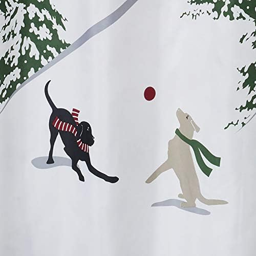 Cumartesi Şövalye Ltd tarafından SKL EV. Kış Köpekleri Duş Perdesi ve Kanca Hediye Seti, Kırmızı