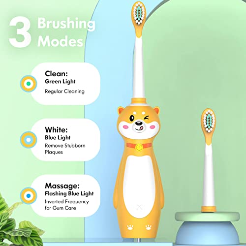 Çocuklar Elektrikli Diş Fırçası Şarj Edilebilir, Sonic Diş Fırçası ile Zamanlayıcı için Çocuk Erkek Kız Yaş 3+, 3 Modları ile