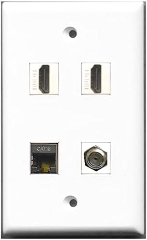 2 HDMI, Koaksiyel Kablo TV - F-Tipi, Korumalı Cat6 Ethernet Dişi / Dişi Duvar Plakası
