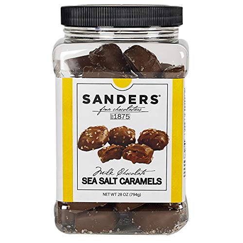Sanders Sütlü Çikolata Deniz Tuzu Karamelleri, Sütlü Çikolata Kaplı Su ısıtıcısı Pişmiş Karamel, 28 oz Hediye Küveti