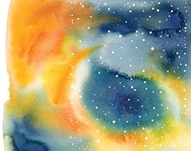 Göksel Notlar: Zarflı 16 Folyo Damgalı Not Kartı (Göksel Yıldız Kırtasiye, Uzay ve Galaksi Suluboya Boş Not Kartları)