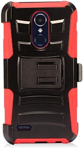 ıçin {Metro PCS / T-Mobile} LG Aristo 3 LM - X220MA-Defender Combo Kılıf Kapak-Defender Combo Kılıf Kapak (Siyah & kırmızı)