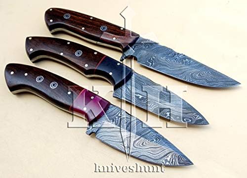 Şam Çelik bıçak özel el yapımı bıçaklar-Lot 3 Şam Çelik özel el yapımı Skinner bıçak