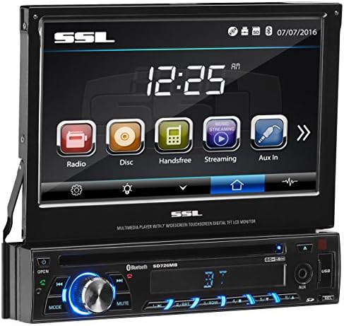 Ses Fırtına Labs SD726MB Tek Din Dokunmatik Bluetooth DVD CD MP3 USB SD AMFM Araba Stereo 7 İnç Dijital LCD Monitör Ayrılabilir