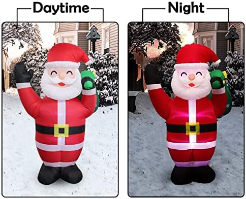 Bunny Koro 6 Ft Dev Noel şişme Noel Baba ile yap-led ışık, açık Noel havaya Uçurmak Yard Süslemeleri, şişme Noel Baba Gümrükleme