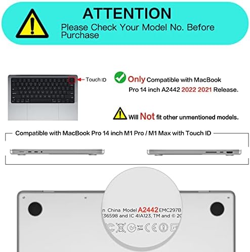 MOSISO MacBook Pro 14 inç Kılıf ile Uyumlu 2021 2022 Yayın A2442 M1 Pro / M1 Max ile Sıvı Retina XDR Ekran Dokunmatik KIMLIĞI,