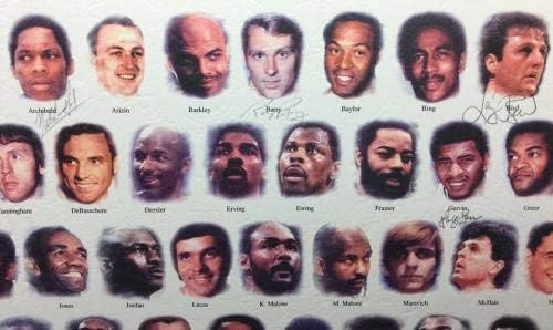 Larry Bird George Gervin Archibald + 3 İmzalı NBA 50 En Büyük Oyuncu 11x17 Litho İmzalı NBA Sanatı