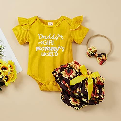 Yenidoğan Bebek Kız Giysileri Kısa Kollu Onesies Romper Çiçek Şort Sevimli Bebek Kız Giysileri Yenidoğan Bantlar