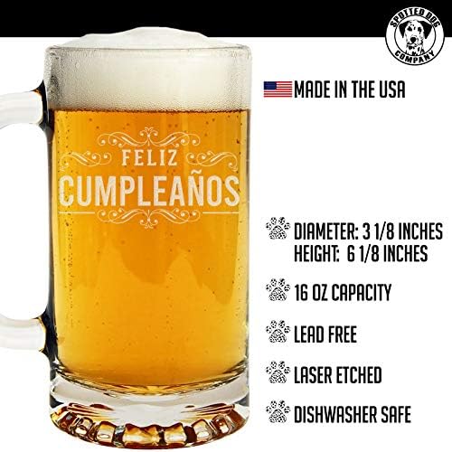 Doğum Günün Kutlu Olsun (İspanyolca) Kazınmış 16oz Bira Bardağı