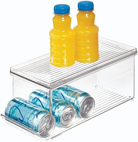 ıDesign Buzdolabı Bınz BPA İçermeyen Plastik İçecek Kutusu Kapaklı Organizatör-13.84 x 5.7 x 5.8, Şeffaf