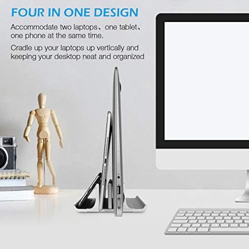 HONKID Dikey Dizüstü Standı, Alüminyum Çift Macbook Tutucu ile Ayarlanabilir Masaüstü Dock (kadar 17.3 inç) MacBook Pro ile uyumlu