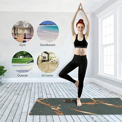 MCHIVER Seyahat Yoga Mat Kaymaz-Mermer Siyah Katlanabilir egzersiz matı Hafif egzersiz matı ile Çanta Ter Emici spor salonu matı