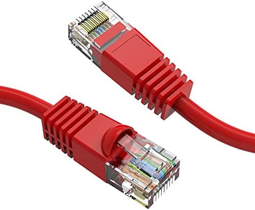 POWERFLUX Cat6 Ethernet Kablosu 75 Ft (5 Paket) - Cat6 Yama Kablosu, Cat6 Kablosu, Cat6 Ağ Kablosu, İnternet Kablosu - (Kırmızı)