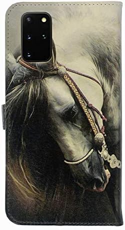 YHB Kılıf için Galaxy S20 Artı, güzel Beyaz At Sanat deri cüzdan Kredi kartı tutucu Kılıfı Flip standı kılıfı Kapak için Samsung