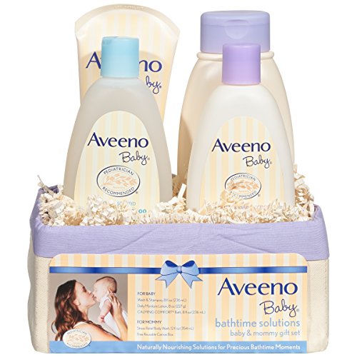 Bebek ve Anne için Cildi Besleyen Aveeno Baby Daily Bathtime Solutions Hediye Seti, 4 ürün
