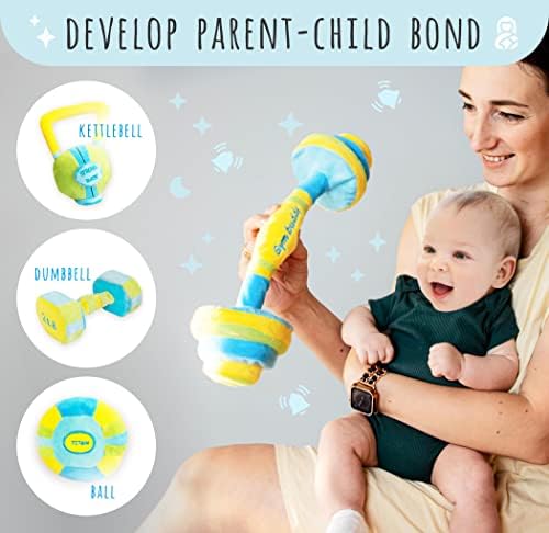 Skywin Bebek Egzersiz Oyuncaklar Fit Eğitim - Bebek Duş Seti 4 Yumuşak, Dayanıklı ve Güvenli Peluş Bebek Çıngırak Oyuncaklar