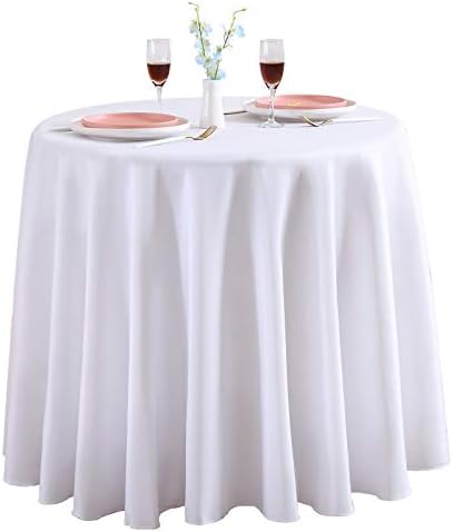 Surmente Masa Örtüsü Polyester 70 İnç Yuvarlak Masa Örtüsü için Mutfak Yemek Parti Düğün Dikdörtgen Masa Büfe Dekorasyon (Beyaz)
