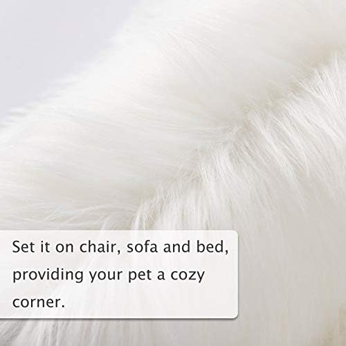 Yumuşak Faux Kürk Pet Yatak Mat Peluş ve Kabarık Pet Ped Ultra Rahat Pet Atmak Halı Köpekler Kediler için Asrug tarafından, beyaz,
