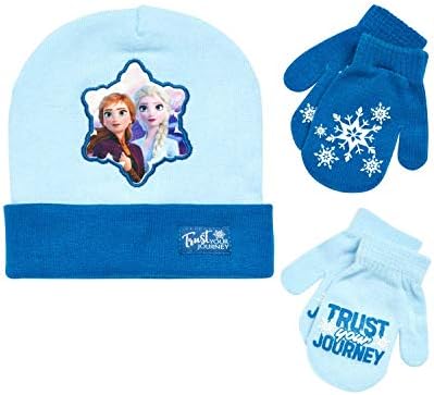 Disney Girls Dondurulmuş Kışlık Şapka ve 2 Çift Eldiven veya Eldiven (2-7 Yaş)