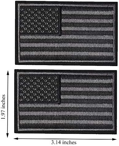 2 Parça Taktik ABD Bayrağı Yama-Siyah & Gri Amerikan Bayrağı ABD Amerika Birleşik Devletleri Askeri Üniforma Amblem Yamalar