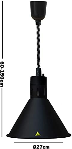 Asılı gıda ısıtıcı lamba elektrikli ısı lambası Eclaiming gıda ısı ışıkları 27 cm lamba gölgeli (Renk: Siyah)