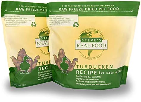 Steve'in Köpekler ve Kediler için Gerçek Gıda Dondurularak Kurutulmuş Çiğ Gıda Diyeti, 2'li Paket, Turducken Tarifi (Hindi ve