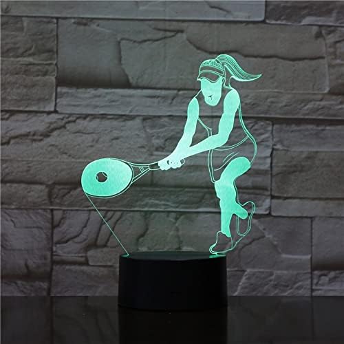 3D Tenis Kadın Raketi Gece Işık LED Renkli Akrilik Dokunmatik Masa Lambası Başucu Dekor USB Bebek Uyku Çocuklar Yeni Yıl Hediye