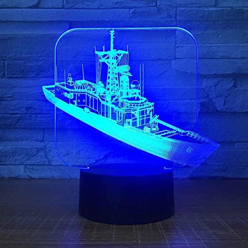 SWTZEQ 3D LED Gece Lambası Yelkenli Modeli 16 Renk Değişimi, Dokunmatik Anahtarı Uzaktan Kumanda ile çocuk Lambası Masa Lambası